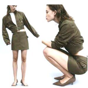 NWT- H & M Army Green Mini Skirt Size 6